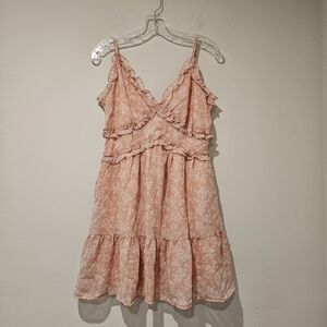 Charlotte Russe Peach Floral Mini Dress, Size Large